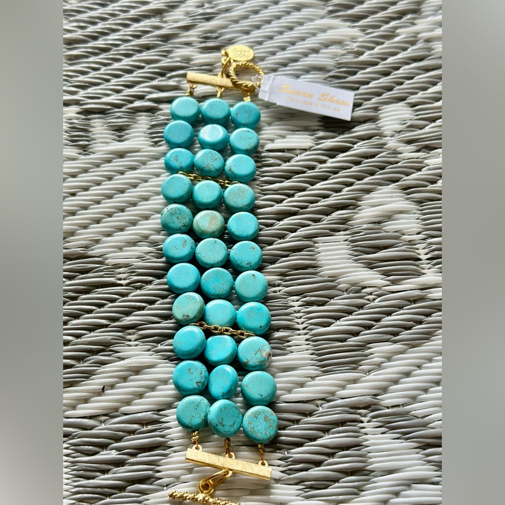 NWT Susan Shaw 3 Row Multi Strand Bracelet - Turquoise - Retails $121 - Picture 4 of 7
